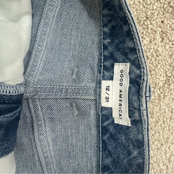 Good American Good Ease Relaxed Rhinestone Embellished Wide Leg Jean sz12 - Picture 6 of 7